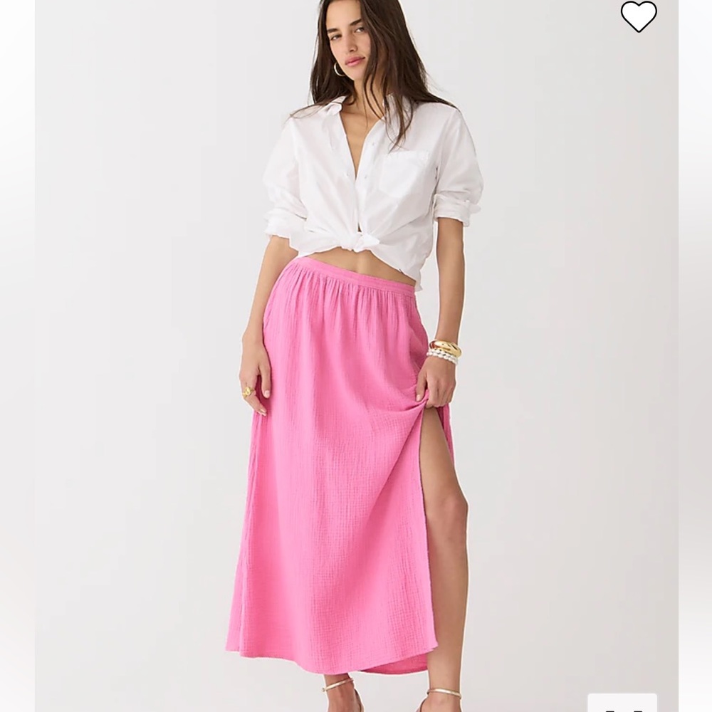 Side-slit soft gauze maxi skirt